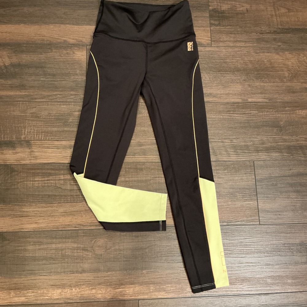P.E Nation Activewear Leggings Black Lime Green Colorblock High Rise Small S P